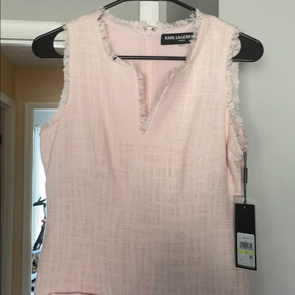 NWT Size 4 Karl Lagerfeld Tweed Pink Dress